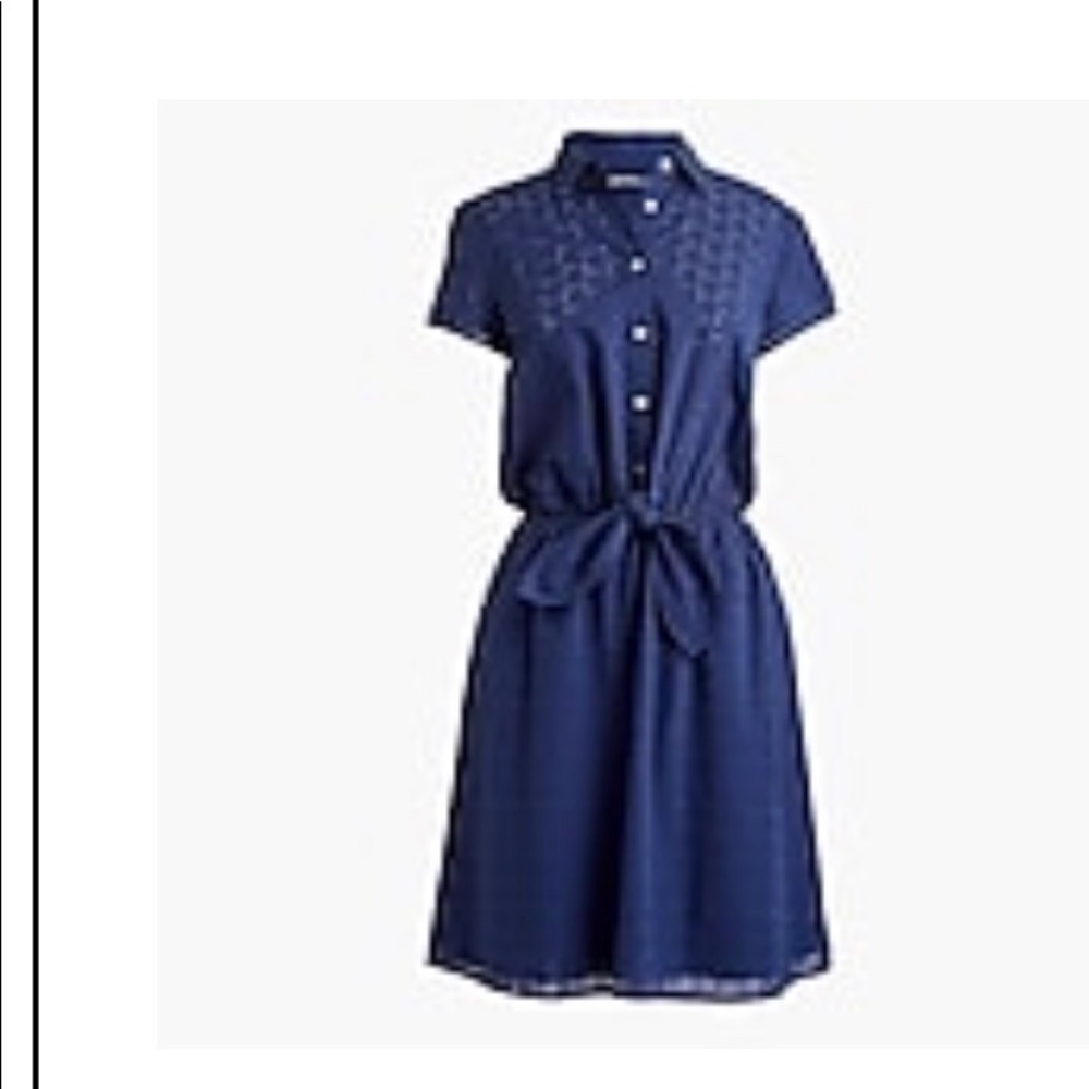J.Crew BLUE eyelet tie front dress